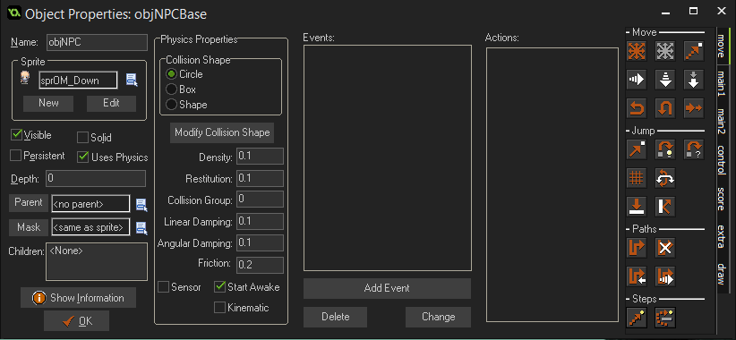 Adding events to objects in Game Maker